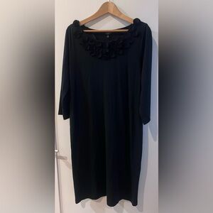 Talbots Black Dress with Floral Neckline